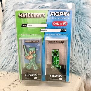 Minecraft, FiGPiN, Steve, #1533, Creeper, #1534, Target Exclusive, NEW, SEALED